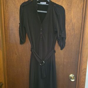 dressbarn Dark Brown Long Sleeve Dress